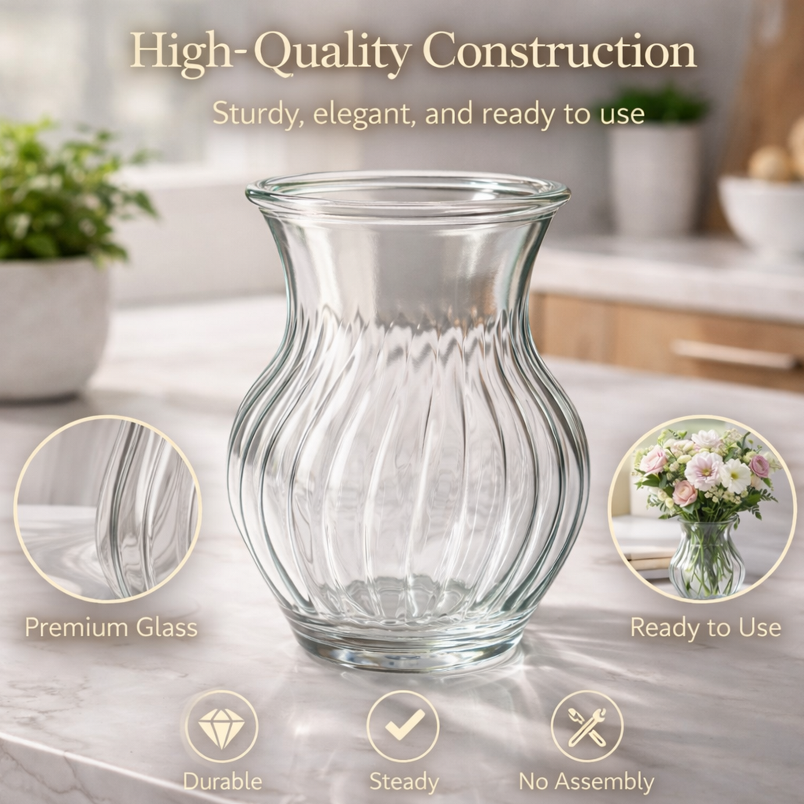 Ribbed Glass Vase